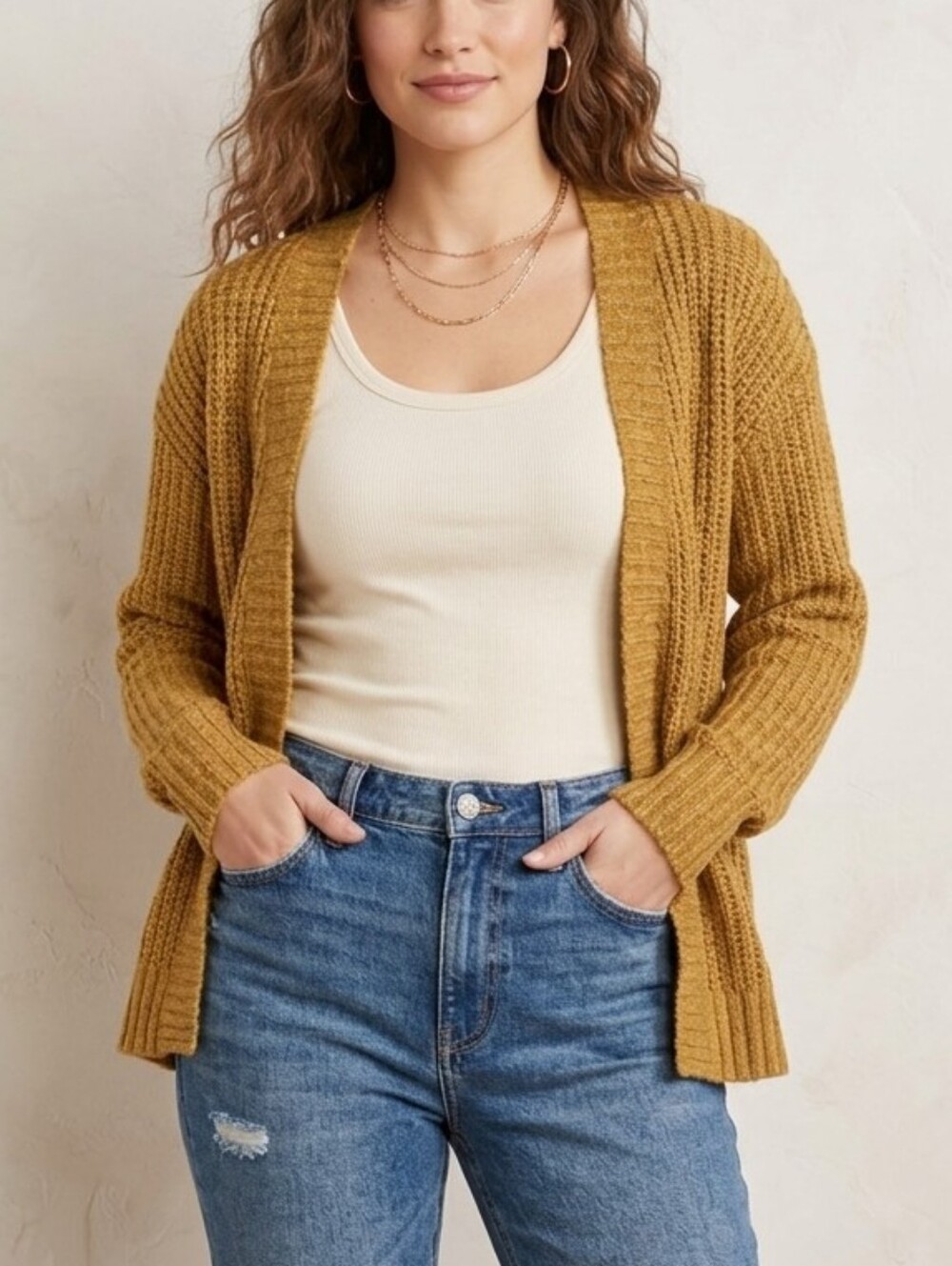 Maurices Open-Front Knit Cardigan - Mustard